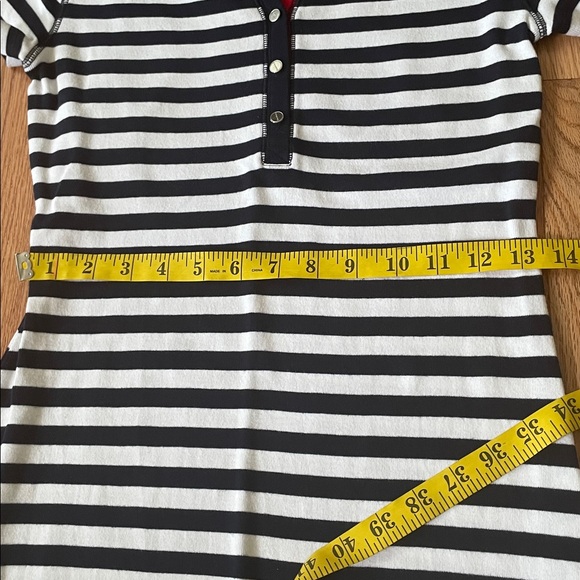 Chaps Henley Midi Dress Womens Small Blue White Striped Knit Nautical Sailor - Picture 7 of 11